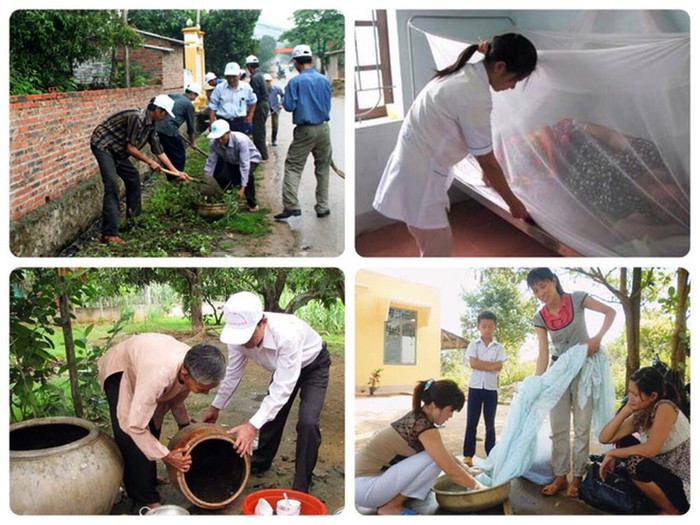 Hàng tuần thực hiện các biện pháp diệt loăng quăng bọ gậy bằng cách thả cá vào những dụng cụ chứa nước lớn, lật úp các dụng cụ không chứa nước, loại bỏ các vật liệu phế thải, các hốc tự nhiên không cho muỗi đẻ trứng như vỏ lốp xe, mảnh lu vỡ…Ảnh: TTXVN. Hàng tuần thực hiện các biện pháp diệt loăng quăng bọ gậy bằng cách thả cá vào những dụng cụ chứa nước lớn, lật úp các dụng cụ không chứa nước, loại bỏ các vật liệu phế thải, các hốc tự nhiên không cho muỗi đẻ trứng như vỏ lốp xe, mảnh lu vỡ…Ảnh: TTXVN.
