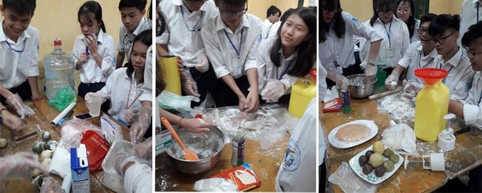 Những giờ học thực hành ở trên lớp khiến cho học sinh cảm thấy thích thú, không còn áp lực. Ảnh: Cô Ngọc cung cấp.