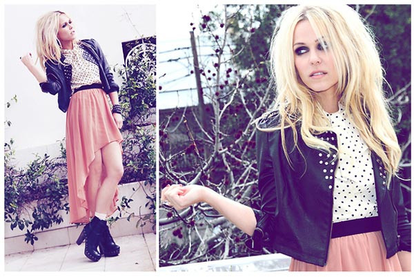 Chiếc áo kiểu trắng chấm bi đen, phối cùng váy mullet màu hồng phấn tạo vẻ dịu dàng lãng mạn. Bộ trang phục được thêm cá tính cùng chiếc áo khoác da đính kim loại và đôi giày đen hầm hố. Màu đen của chấm bi trên áo giúp kết nối toàn bộ trang phục hài hòa, xuyên suốt. Xem thêm: Bộ sưu tập váy xinh dành cho bạn gái hè 2012. Chiếc áo kiểu trắng chấm bi đen, phối cùng váy mullet màu hồng phấn tạo vẻ dịu dàng lãng mạn. Bộ trang phục được thêm cá tính cùng chiếc áo khoác da đính kim loại và đôi giày đen hầm hố. Màu đen của chấm bi trên áo giúp kết nối toàn bộ trang phục hài hòa, xuyên suốt. Xem thêm: Bộ sưu tập váy xinh dành cho bạn gái hè 2012.