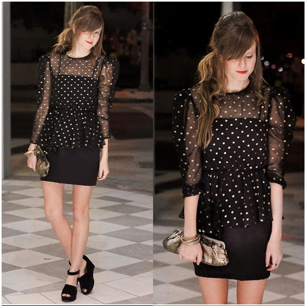 Lớp áo voan mỏng chấm bi phủ ngoài chiếc đầm đen đơn giản, chi tiết chít eo, tạo độ phồng tạo dáng váy peplum giúp cho trang phục thêm phần thú vị, và ngọt ngào. Xem thêm: Bộ sưu tập váy xinh dành cho bạn gái hè 2012. Lớp áo voan mỏng chấm bi phủ ngoài chiếc đầm đen đơn giản, chi tiết chít eo, tạo độ phồng tạo dáng váy peplum giúp cho trang phục thêm phần thú vị, và ngọt ngào. Xem thêm: Bộ sưu tập váy xinh dành cho bạn gái hè 2012.