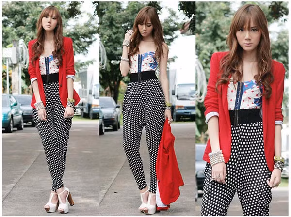 Họa tiết chấm bi trên chiếc quần alibaba đầy mê hoặc, mang lại cho bạn vẻ ngoài ngổ ngáo, vô cùng thú vị. Xem thêm: Bộ sưu tập váy xinh dành cho bạn gái hè 2012.