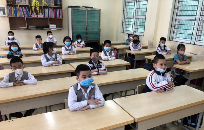 Thực hiện việc giãn cách, Trường Tiểu học Chu Văn An (quận Ngô quyền) đã chia ca để học sinh học tập (Ảnh: LT) Thực hiện việc giãn cách, Trường Tiểu học Chu Văn An (quận Ngô quyền) đã chia ca để học sinh học tập (Ảnh: LT)