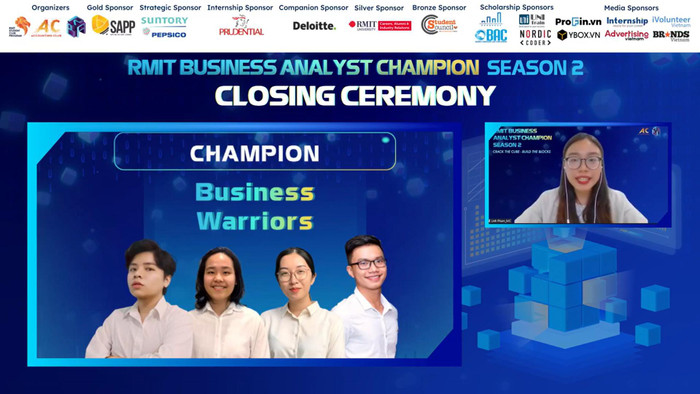 Đội Business Warriors đến từ Đại học Fulbright và Đại học Quốc tế (Đại học Quốc gia thành phố Hồ Chí Minh) xuất sắc đạt giải Quán quân (Ảnh: BTC cung cấp) Đội Business Warriors đến từ Đại học Fulbright và Đại học Quốc tế (Đại học Quốc gia thành phố Hồ Chí Minh) xuất sắc đạt giải Quán quân (Ảnh: BTC cung cấp)