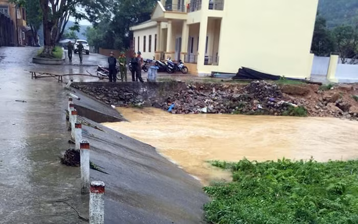 Khu vực lũ quét cuốn trôi Thiếu úy Nguyễn Đức Anh.