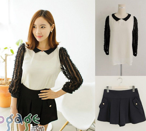 Áo sơ mi phối màu đen - trắng kết hợp cùng quần sooc giả váy sẽ giúp bạn điệu đà và đáng yêu trong mắt mọi người. Xem thêm: Diện sơ mi cá tính và cuốn hút như Thanh Hằng. Áo sơ mi phối màu đen - trắng kết hợp cùng quần sooc giả váy sẽ giúp bạn điệu đà và đáng yêu trong mắt mọi người. Xem thêm: Diện sơ mi cá tính và cuốn hút như Thanh Hằng.