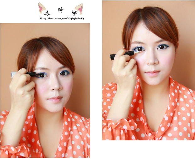 Dùng nhũ bạc kẻ viền mắt dưới để đôi mắt được long lanh hơn. (Ảnh: hb) Xem thêm: Lên đời nhờ trang điểm / Bộ sưu tập váy xinh chào hè 2012.