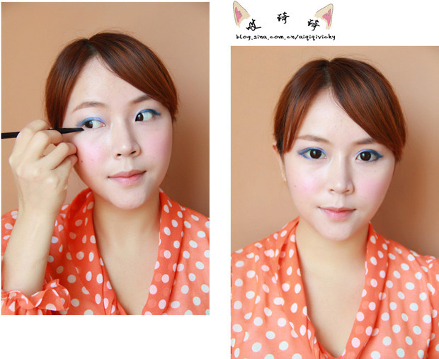 Dùng tông màu đậm hơn đánh mí mắt trên, tạo sự sắc nét, ấn tượng cho đôi mắt. (Ảnh: hb) Xem thêm: Lên đời nhờ trang điểm / Bộ sưu tập váy xinh chào hè 2012.