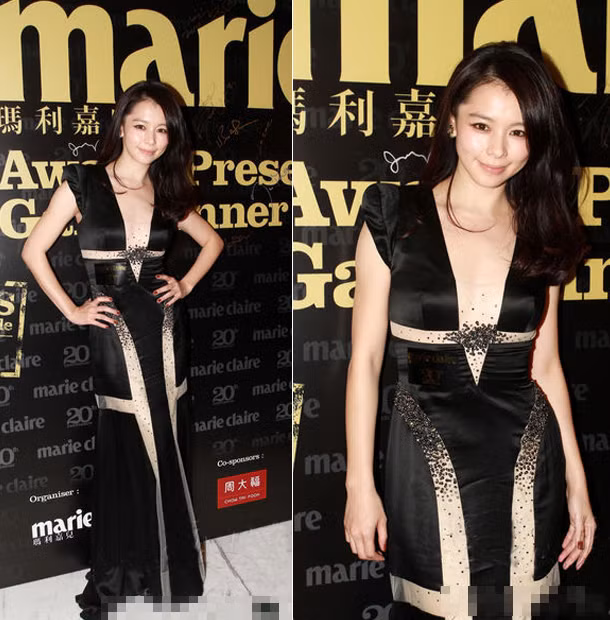 Sắc đen huyền bí của bộ đầm lộng lẫy này cũng không thể "tố cáo" tuổi thật của cô.