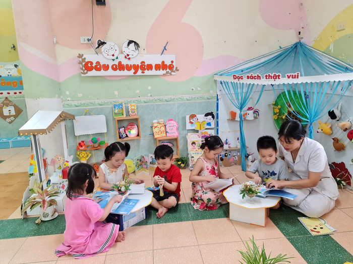 Góc học tập tại Trường mầm non 1-6 (Ảnh: Lã Tiến) Góc học tập tại Trường mầm non 1-6 (Ảnh: Lã Tiến)