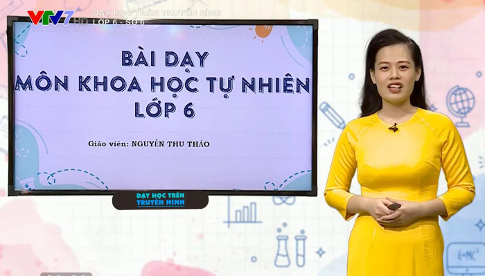 Cô giáo Nguyễn Thu Thảo - Tổ trưởng Tổ Khoa học tự nhiên Trường Trung học cơ sở Trung Hòa (Cầu Giấy, Hà Nội) được đại diện các giáo viên dạy môn Khoa học tự nhiên tham gia dự án “Xây dựng video bài giảng phát trên truyền hình”. Ảnh: NVCC.