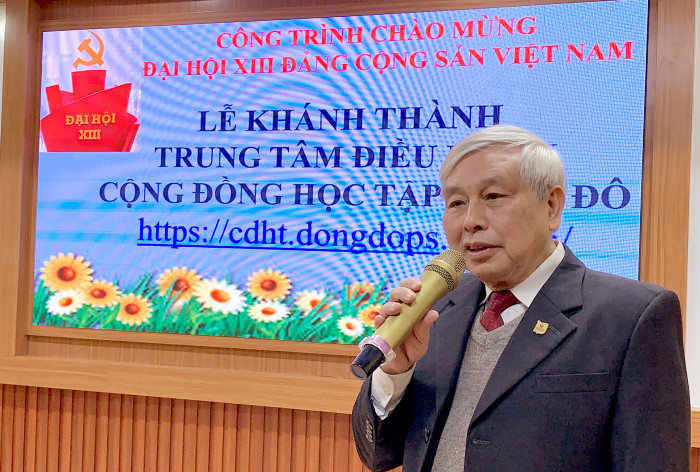 Tiến sĩ Võ Thế Quân - Bí thư chi bộ, hiệu trưởng nhà trường phát biểu tại buổi lễ Khánh thành Trung tâm điều hành Cộng đồng học tập Đông Đô. Ảnh: Tùng Dương. Tiến sĩ Võ Thế Quân - Bí thư chi bộ, hiệu trưởng nhà trường phát biểu tại buổi lễ Khánh thành Trung tâm điều hành Cộng đồng học tập Đông Đô. Ảnh: Tùng Dương.