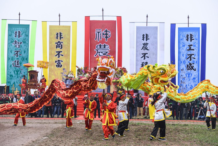 Màn múa rồng khai mạc lễ Hôi Tịch điền: Ảnh: Tùng Dương