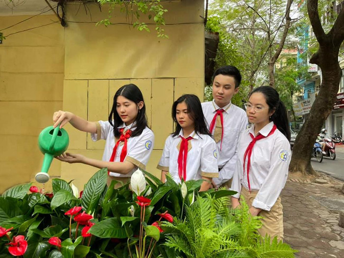 Các em học sinh Trường Trung học cơ sở Thái Thịnh (quận Đống Đa, Hà Nội). Ảnh minh họa: NVCC. Các em học sinh Trường Trung học cơ sở Thái Thịnh (quận Đống Đa, Hà Nội). Ảnh minh họa: NVCC.