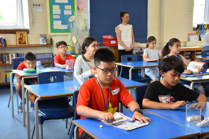 Một lớp học giao lưu với các bạn quốc tế vào dịp hè của Trường Tiểu học Đoàn Thị Điểm. Ảnh: TD.