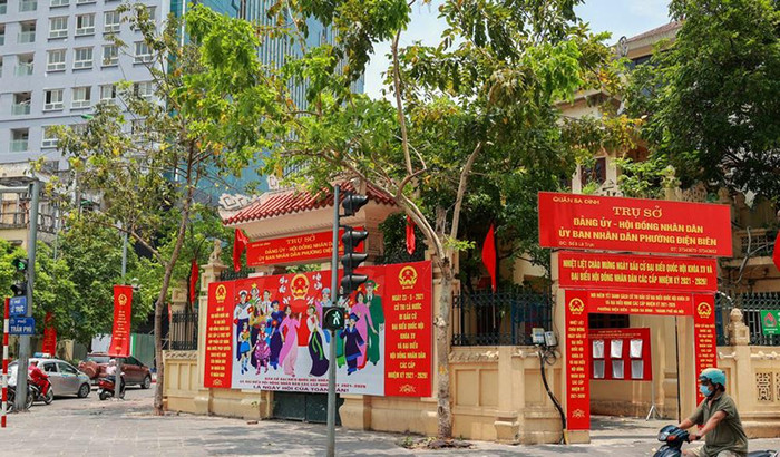 Một điểm bỏ phiếu của quận Ba Đình. Ảnh: T.D.