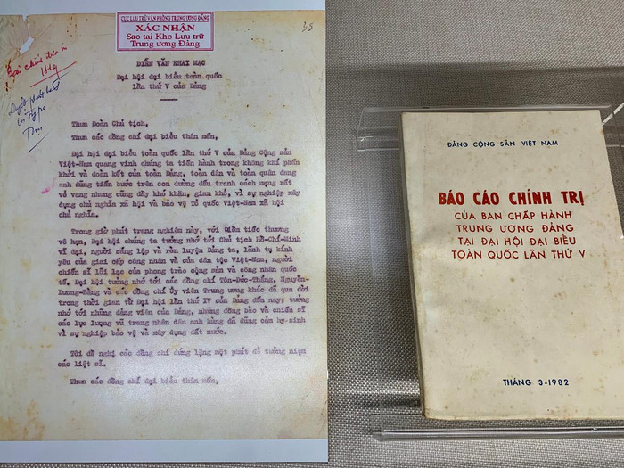 Diễn văn khai mạc Đại hội đại biểu lần thứ V của Đảng do đồng chí Trường Chinh trình bày, ngày 27/03/1982. Ảnh: Tùng Dương.