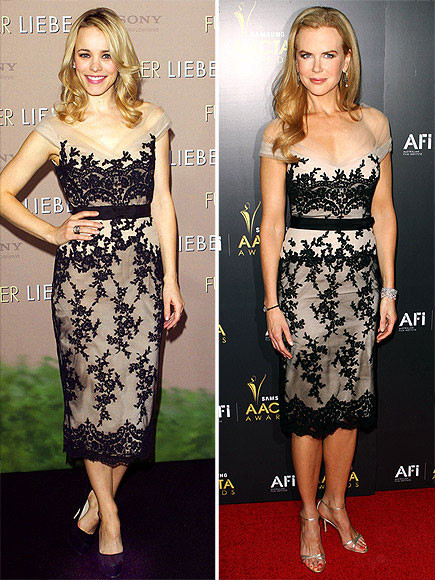 RACHEL và NICOLE, đều tóc vàng rực, đều nổi tiếng và đều thích váy ren hoa điệu đà. Rachel - U30 ngọt ngào quyến rũ bao nhiêu, Nicole Kidman - U40 sang trọng, bí ẩn bấy nhiêu. RACHEL và NICOLE, đều tóc vàng rực, đều nổi tiếng và đều thích váy ren hoa điệu đà. Rachel - U30 ngọt ngào quyến rũ bao nhiêu, Nicole Kidman - U40 sang trọng, bí ẩn bấy nhiêu.