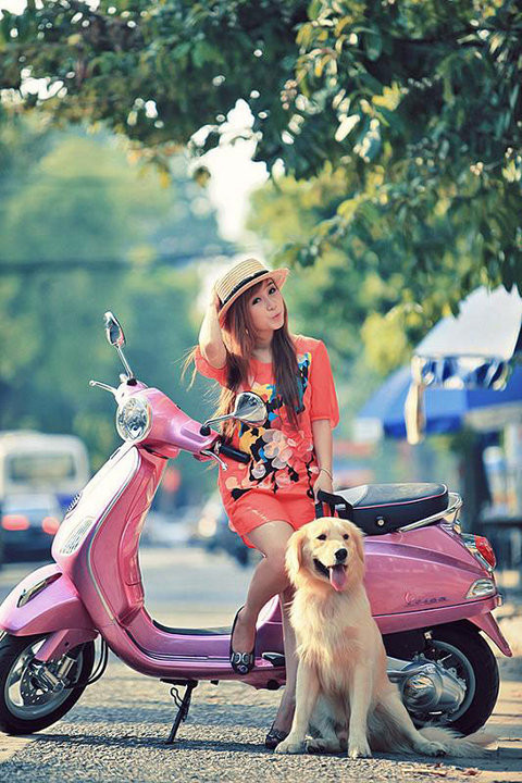 Vẫn Vestpa, vẫn thú cưng làm bạn đồng hành, Linh Bis tự đổi mới phong cách với "một cây cam vàng".