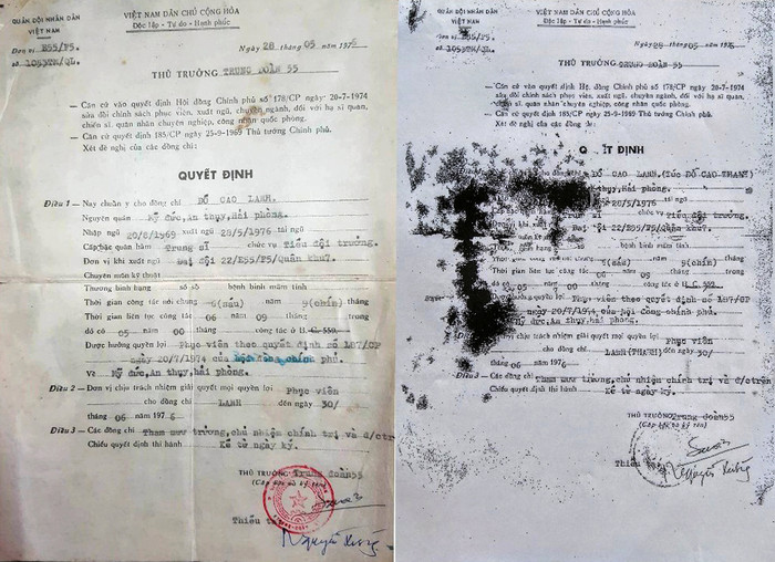 Quyết phục viên của ông Đỗ Cao Lanh và bản chỉnh sửa cho ông Đỗ Cao Lanh (tức Đỗ Cao Thanh) - Ảnh: Lã Tiến Quyết phục viên của ông Đỗ Cao Lanh và bản chỉnh sửa cho ông Đỗ Cao Lanh (tức Đỗ Cao Thanh) - Ảnh: Lã Tiến