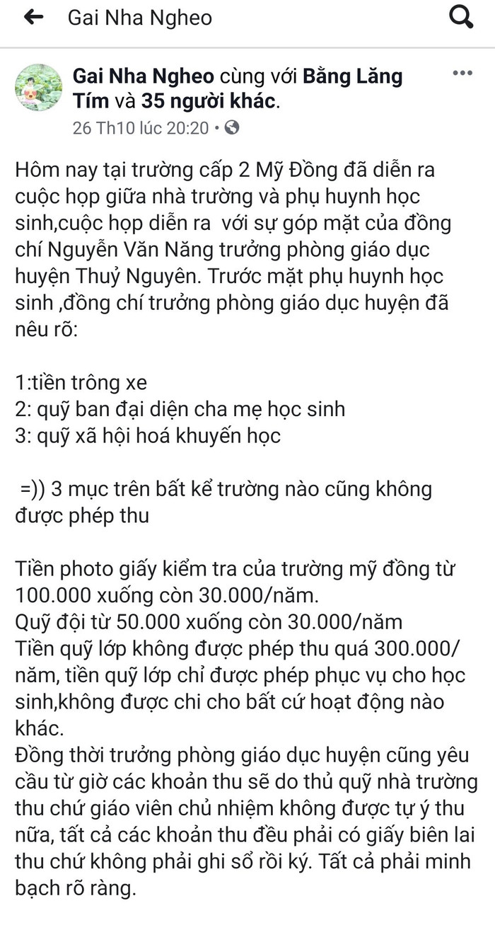 Nội dung bài viết tài khoản &quot;Gai Nha Ngheo&quot; đăng tải trên facebook (Ảnh: Lã Tiến)