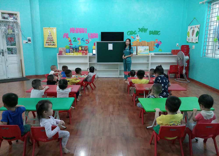 Tiết học của các bé lớp nhà trẻ, Trường Mầm non Family, thành phố Hạ Long (Quảng Ninh). (Ảnh: CTV) Tiết học của các bé lớp nhà trẻ, Trường Mầm non Family, thành phố Hạ Long (Quảng Ninh). (Ảnh: CTV)