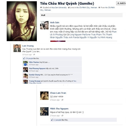 Facebook Tiêu Châu Như Quỳnh với những lời động viên của bạn bè và người thân.