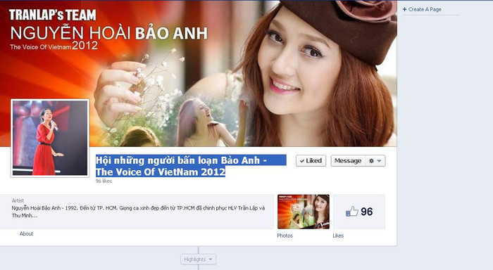 Fanpage Hội những người bấn loạn Bảo Anh - The Voice Of Vietnam 2012. Fanpage Hội những người bấn loạn Bảo Anh - The Voice Of Vietnam 2012.