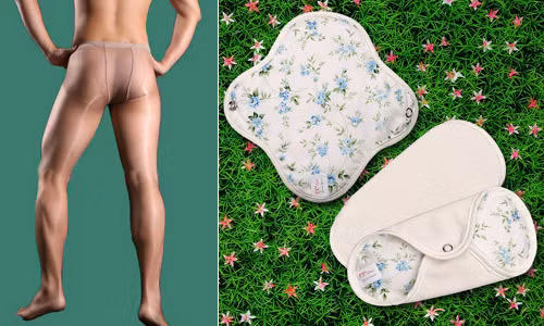 Quần tất nam màu da dành cho diễn viên nam (trái) và miếng dán dành cho diễn viên nữ trong những cảnh quay nhạy cảm.