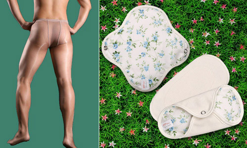 Quần tất nam màu da dành cho diễn viên nam (trái) và miếng dán dành cho diễn viên nữ trong những cảnh quay nhạy cảm. Quần tất nam màu da dành cho diễn viên nam (trái) và miếng dán dành cho diễn viên nữ trong những cảnh quay nhạy cảm.