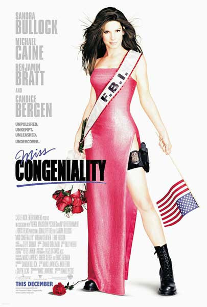 Sandra Bullock phim Hoa hậu FBI (2000) của đạo diễn Donald Petrie. Trong phim này, Sandra Bullock vào vai người đẹp Gracie Lou Freebush được FBI cài vào cuộc thi hoa hậu để ngăn chặn tên giết người hàng loạt. Nhưng phiền một nỗi, cô này lại không thích làm đẹp hay ăn mặc điệu đà, phấn son, váy áo hay giày cao gót. Sandra Bullock phim Hoa hậu FBI (2000) của đạo diễn Donald Petrie. Trong phim này, Sandra Bullock vào vai người đẹp Gracie Lou Freebush được FBI cài vào cuộc thi hoa hậu để ngăn chặn tên giết người hàng loạt. Nhưng phiền một nỗi, cô này lại không thích làm đẹp hay ăn mặc điệu đà, phấn son, váy áo hay giày cao gót.