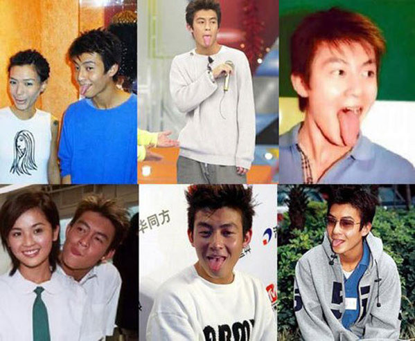 Trần Quán Hy luôn có kiểu thè lưỡi mỗi khi bắt gặp ống kính của các phóng viên. Nhiều người không thích hành động này còn châm biếm: Có phải anh chàng này thích khoe lưỡi dài hơn hay thích chụp ảnh sex hơn?