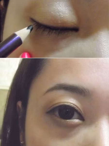 Kẻ viền cho mí mắt trên. Xem thêm: Trang điểm xinh / Bộ sưu tập váy chào hè 2012.