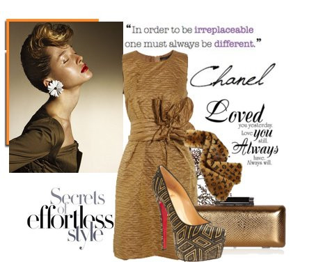 Sang trọng, quý phái nhưng cũng cực kỳ sành điệu. Style này khiến bất cứ quý cô U30 nào cũng phải nức lòng. Màu vàng đồng phù hợp với mọi màu da, dù là trắng hồng mịn màng hay socola duyên dáng. Điểm nhấn nắm chính ở chiếc cổ tròn, tưởng chừng rất đơn giản nhưng nó lại giữ vai trò quan trọng, vừa giúp người mặc khoe trọn vẹn chiếc cổ cao xinh xắn, vừa tôn lên chiếc nơ xinh điệu đà phần eo. (Ảnh: S) Xem thêm: Thời trang công sở/ Phong cách thời trang Hồ Ngọc Hà.