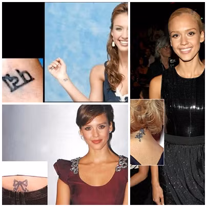 Nữ diễn viên Jessica Alba ngoài hình xăm bông hoa và bọ cạp ở sau gáy, hình chiếc nơ ở phía hông thì cô còn sở hữu một hình xăm bằng chữ Phạn đọc là “Padma” có nghĩa là Hoa sen thể hiện tâm hồn trong sạch và hướng đến cái đẹp.