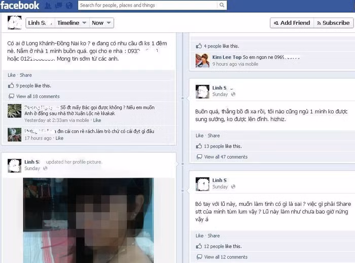 Những dòng chia sẻ trên facebook Linh S*** mạo danh.