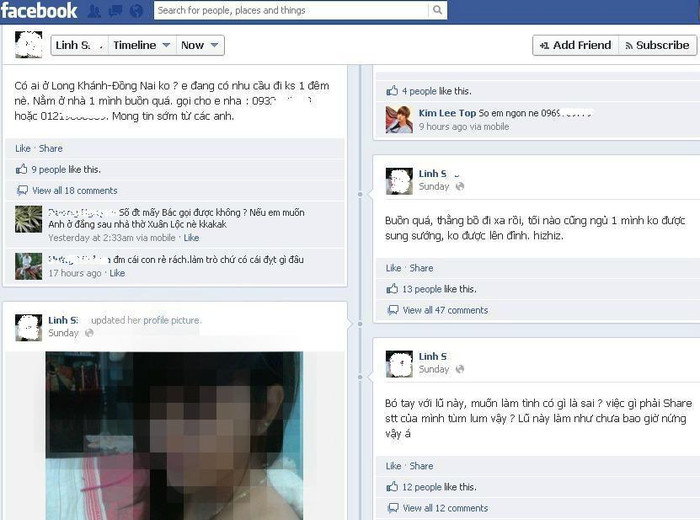 Những dòng chia sẻ trên facebook Linh S*** mạo danh. Những dòng chia sẻ trên facebook Linh S*** mạo danh.