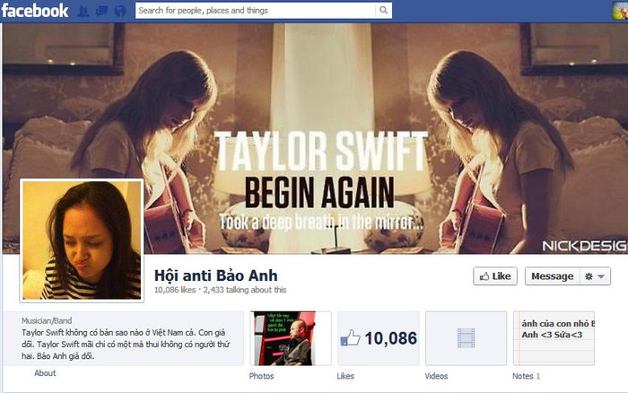 Có lẽ đây là fanpage được lập ra sớm nhất và thu hút được lượng like nhiều nhất về chuyện anti Bảo Anh.