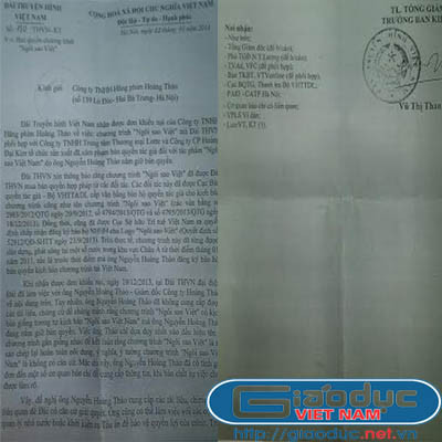 Công văn của Đài THVN gửi ông Nguyễn Hoàng Thảo - Hãng phim Hoàng Thảo