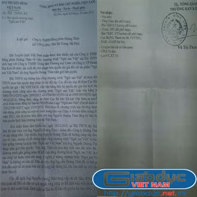 Công văn của Đài THVN gửi ông Nguyễn Hoàng Thảo - Hãng phim Hoàng Thảo