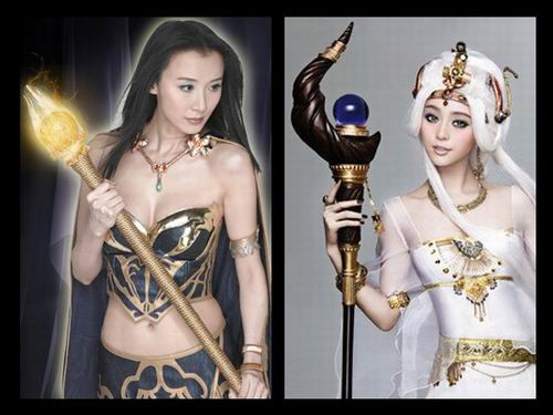 Các mỹ nhân trong tay mang pháp trượng: Một hình ảnh phổ biến thường thấy ở các người đẹp game thủ là họ mang trong tay một cây pháp trượng hay cây gậy quyền uy chứa sức mạnh, làm tăng yếu tố màu nhiệm cũng như pháp lực của các người đẹp vốn được coi như một pháp sư của game. Có thể kể đến như Tiêu Tường và Phạm Băng Băng. Các mỹ nhân trong tay mang pháp trượng: Một hình ảnh phổ biến thường thấy ở các người đẹp game thủ là họ mang trong tay một cây pháp trượng hay cây gậy quyền uy chứa sức mạnh, làm tăng yếu tố màu nhiệm cũng như pháp lực của các người đẹp vốn được coi như một pháp sư của game. Có thể kể đến như Tiêu Tường và Phạm Băng Băng.