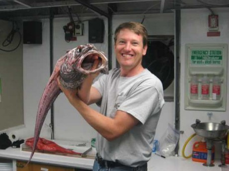 Cá lựu đạn khổng lồ là loài duy nhất thuộc chi Albatrossia từng được phát hiện dọc theo bờ bắc Thái Bình Dương giữa Nhật Bản với vùng Okhotsk ở biển Bering. Loài cá này có chiều dài có thể đạt đến 213cm với tuổi thọ từng được kiểm chứng lên đến 56 năm. Loài cá lựu đạn khổng lồ này thường ăn rất nhiều các loại động vật nhỏ khác nhau như mực, cua, sâu, tôm và các loài động vật nhiều gai. Loại cá này còn nổi tiếng bởi sự tương đồng về ngoại hình với những loài rắn có đuôi dài và đôi mắt to lồi rất đáng sợ.