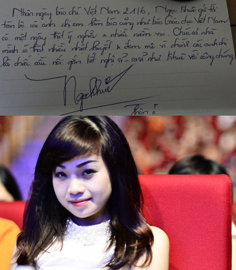 Ca sĩ Ngọc Khuê: 'Chúc mừng ngày báo chí Việt Nam 21/6, Ngọc Khuê gửi tới toàn bộ các anh chị em làm báo cũng như báo Giáo dục Việt Nam có một ngày thật ý nghĩa và nhiều niềm vui. Chúc cả nhà mình có thật nhiều nhiệt huyết và đam mê vì chính anh chị là chiếc cầu nối gắn kết nghệ sĩ, ca sĩ như Khuê với công chúng'. Ca sĩ Ngọc Khuê: 'Chúc mừng ngày báo chí Việt Nam 21/6, Ngọc Khuê gửi tới toàn bộ các anh chị em làm báo cũng như báo Giáo dục Việt Nam có một ngày thật ý nghĩa và nhiều niềm vui. Chúc cả nhà mình có thật nhiều nhiệt huyết và đam mê vì chính anh chị là chiếc cầu nối gắn kết nghệ sĩ, ca sĩ như Khuê với công chúng'.