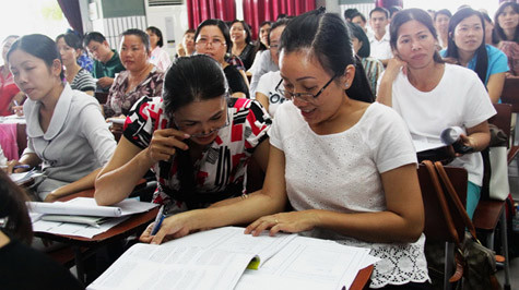 Một lớp tập huấn giáo viên tiếng Anh do Sở GD-ĐT TP.HCM tổ chức - Ảnh: NHƯ HÙNG