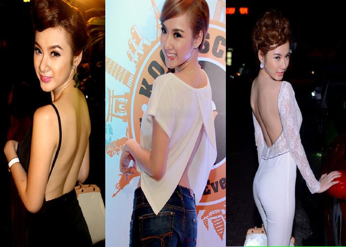 Bà mẹ nhí Angela Phương Trinh cũng rất tự tin khoe lưng trần của mình, nhưng tấm lưng xương xẩu của cô nhìn có vẻ như không được đẹp mắt cho lắm trước ống kính. Bà mẹ nhí Angela Phương Trinh cũng rất tự tin khoe lưng trần của mình, nhưng tấm lưng xương xẩu của cô nhìn có vẻ như không được đẹp mắt cho lắm trước ống kính.