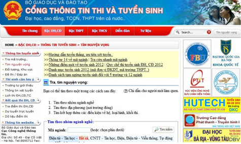 Cổng thông tin thi - tuyển sinh của Bộ GD&ĐT Cổng thông tin thi - tuyển sinh của Bộ GD&ĐT