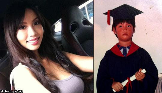 Hoa hậu Lynn Tan hiện tại (trái) và khi cô lên 10 tuổi (phải). Hoa hậu Lynn Tan hiện tại (trái) và khi cô lên 10 tuổi (phải).