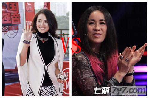 Chương Tử Di (trái) và Na Anh với vai trò giám khảo tại hai chương trình tìm kiếm tài năng âm nhạc đình đám của Trung Quốc năm 2013.