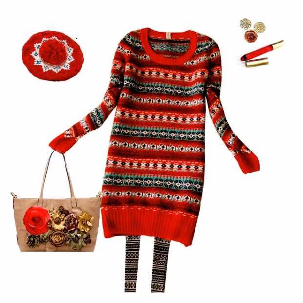 Món quà hợp nhất cho cô nàng mi nhon đây rồi, màu đỏ và họa tiết sọc ngang sẽ giúp nàng ta trông mũm mĩm hơn chút ít đây.