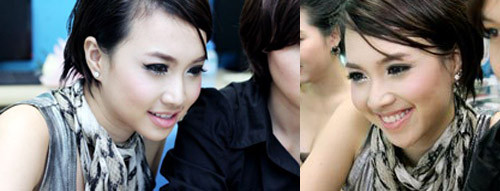 Mái tóc lởm chởm của Đinh Ngọc Diệp.