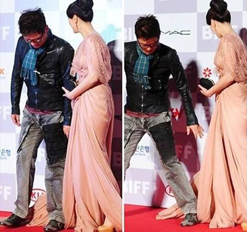 Phạm Băng Băng bị đồng nghiệp vô tình dẫm lên váy trong một sự kiện lớn.